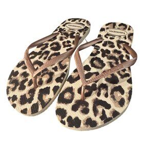 Havaianas Women's Slim Animal Print Flip Flops Sandals, Size 11/12 NWOT
